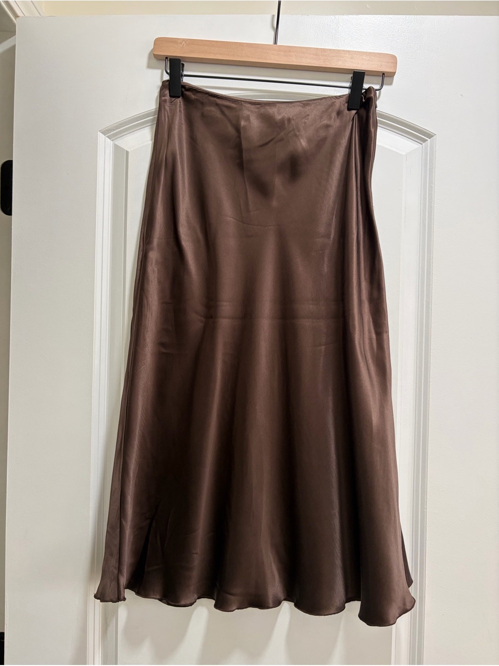 Vintage Moda International 100% Silk Satin Slip Skirt Brown